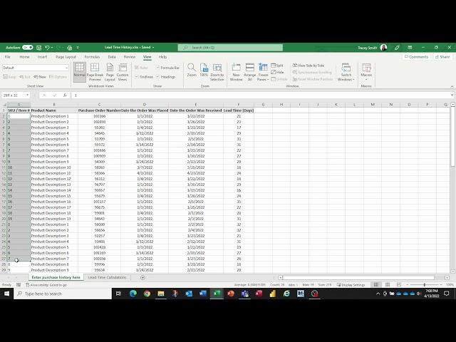 PART 1 of 2: Calculating Lead Times that We Need for the Safety Stock / Reorder Point Template