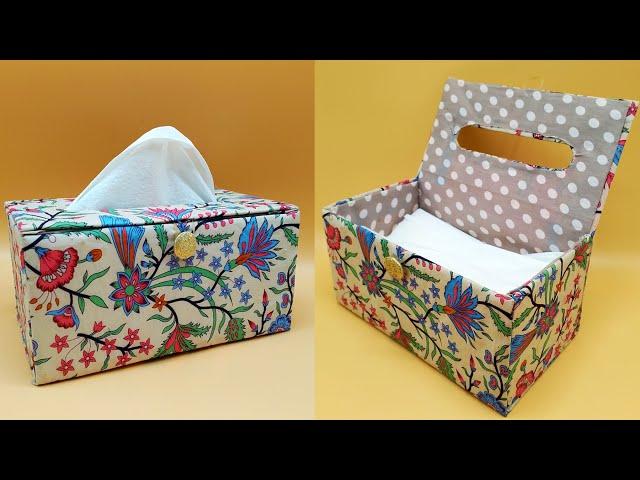 Make A Beautiful Tissue Box / Tissue Holder At Home | Amazing Cardboard Home Decor Ideas