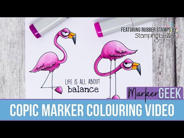 Copic Marker Colouring Oddball Flamingos Stamping Bella Rubber Stamp