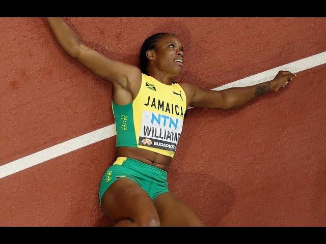 Danielle Williams after winning the women's 100m hurdles gold in Budapest 23