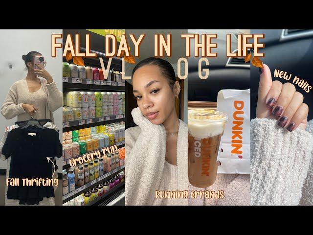 FALL DAILY VLOG: thrifting, grocery run, new nails, running errands, studying & more!