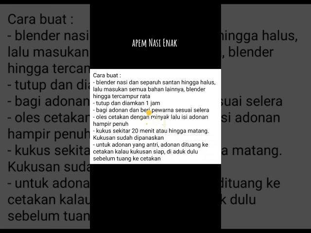 Resep APEM NASI ENAK #cake #kuliner #resep