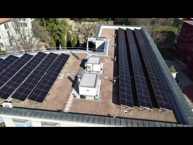 Nuova realizzazione casa anziani. Impianto fotovoltaico su tetto verde