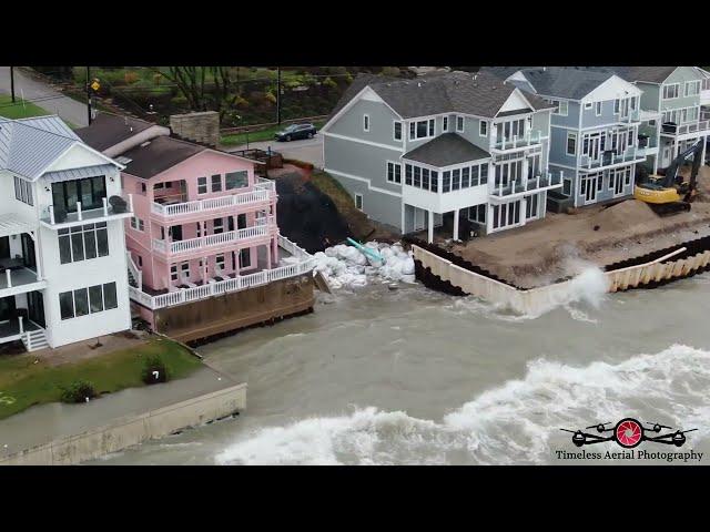 Long Beach GONE! Monster Waves Rip Houses & Shoreline Apart 4K Drone Footage.