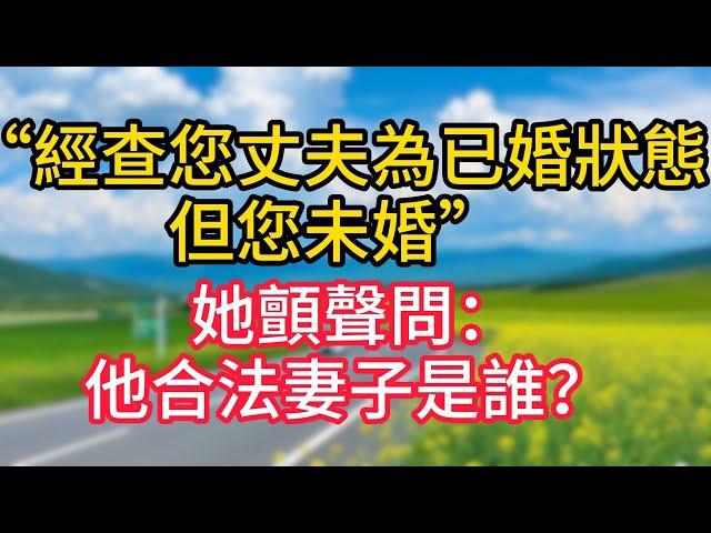 【完結】“經查您丈夫為已婚狀態，但您未婚”她顫聲問：他合法妻子是誰？ #故事#言情小說#一口氣看完#爽文