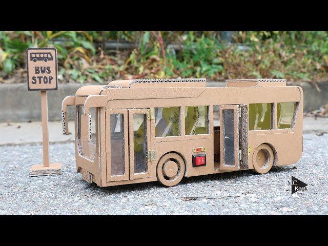 How to make Toy Bus(Folding Door) - Amazing Cardboard Car