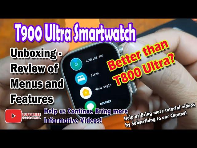 T900 Ultra Smartwatch - Unboxing Review of Menus and Features