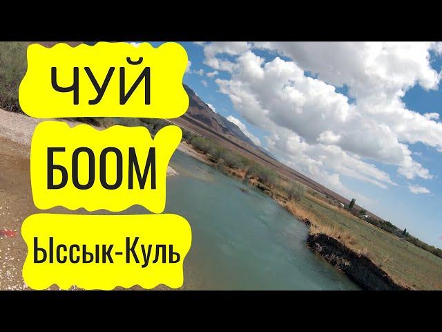 Beautiful Chu river next to Issyk-Kul lake. Kyrgyzstan nature 2021.