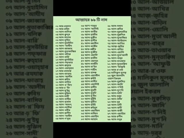 আল্লাহর 99 টি নাম