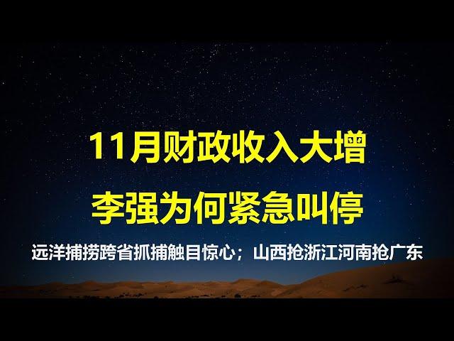 11月财政收入增11%，非税收入增40.4%；经济恶化，远洋捕捞、跨省抓捕触目惊心，国务院紧急叫停；山西抢劫浙江，河南抢劫广东。