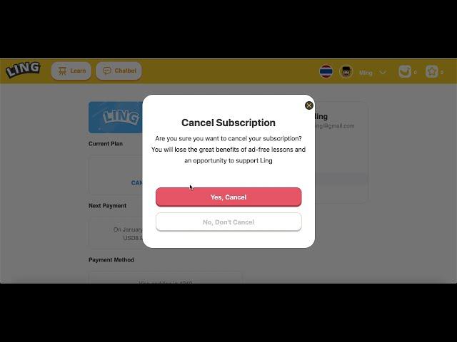 Ling web - Cancel a subscription