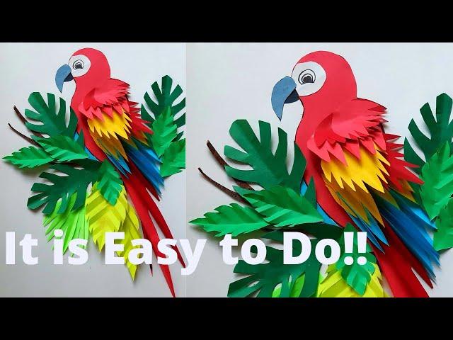 Amazing Paper Craft Parrot Wall Decor DIY |Simple Paper Hacks | Room Decor | Craftmerint