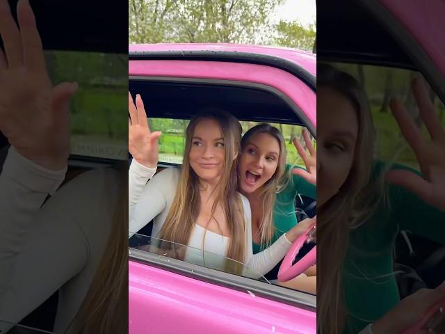 the girl chose a pink Lada Niva