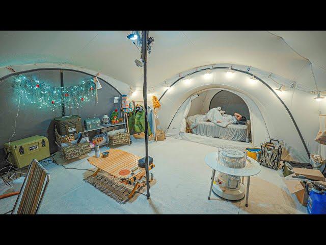 A Huge Room in a Large Tent | Dak bokkeumtang and Makgeolli | Making a Yarn Bag | 7th Camping Story