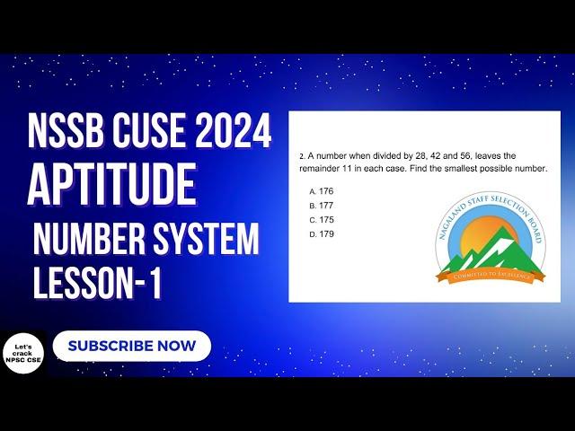 NSSB CUSE 2024 | Aptitude | Number System Lesson-1