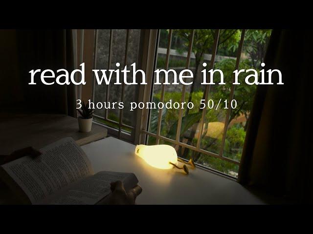 ️ 3 hrs study with me in rain | pomodoro 50/10 | rain music for reading and studying