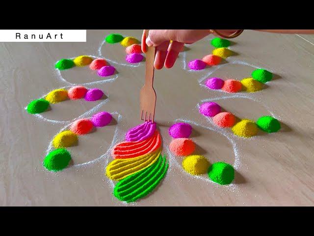 2 simple rangoli  new pattern rangoli design Happy New Year 2025 RanuArt Rangoli