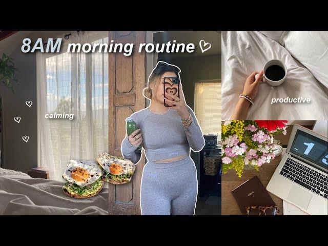 8AM PRODUCTIVE MORNING ROUTINE | realistic & relaxing, working out, & running errands!️