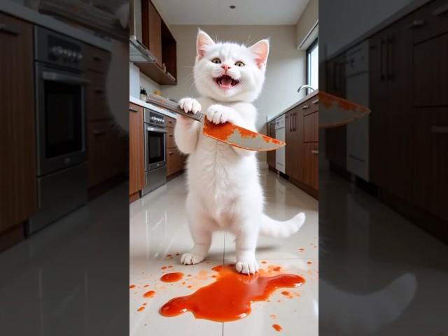 Kitten makes tomato pasta  for Jesus #jesus #kitten #animals #cute