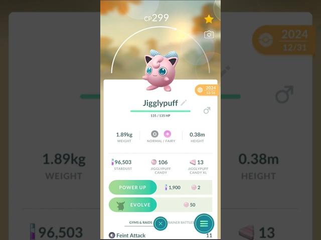 Pokémon Go evolving Jigglypuff into Wigglytuff
