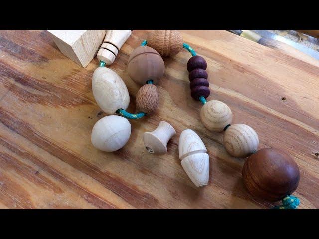 Richard Raffan turning beads-for-beginners from scrap wood.
