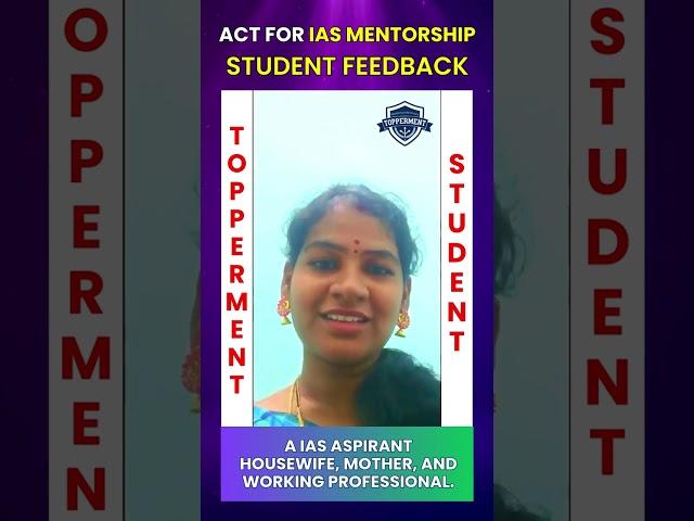 ACT For IAS Mentorship Program Student Feedback | UPSC | Civil Services | Housewife | Testimonial