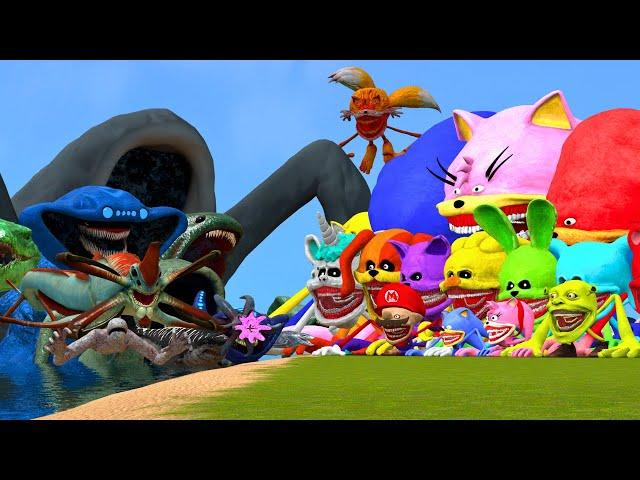 All New Sea Creatures Monsters Part 1 & 2 Vs All New Shin Sonic Tapes Family In Garry's Mod