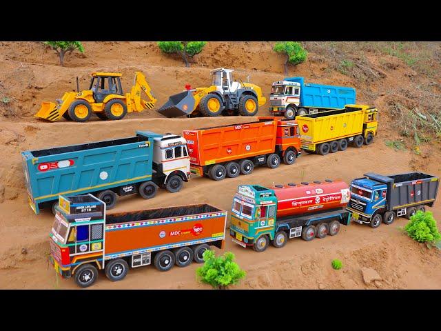 JCB 5cx Backhoe and Tata tipper truck 2518 dump Truck parking videos | jcb cartoon video