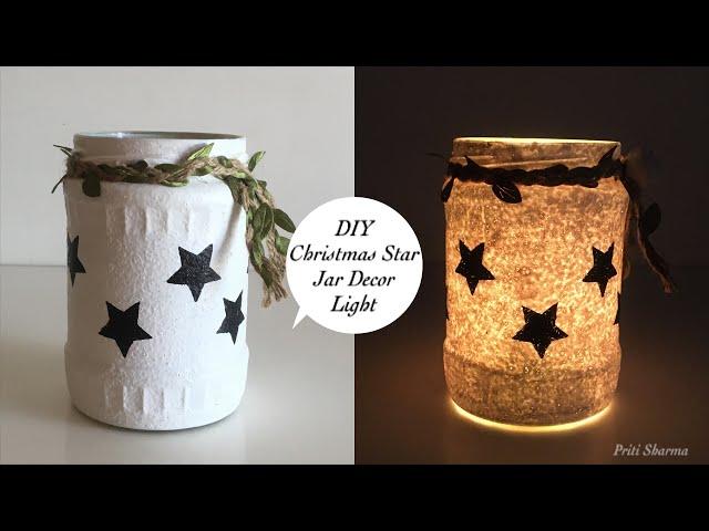 Easy Glass Jar Decor DIY / Christmas Star Night Lamp | Priti Sharma