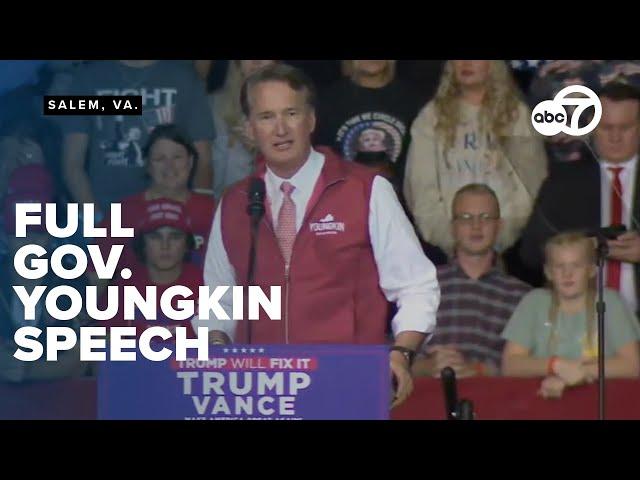 Virginia Gov. Glenn Youngkin speaks at Trump rally in Salem: FULL SPEECH