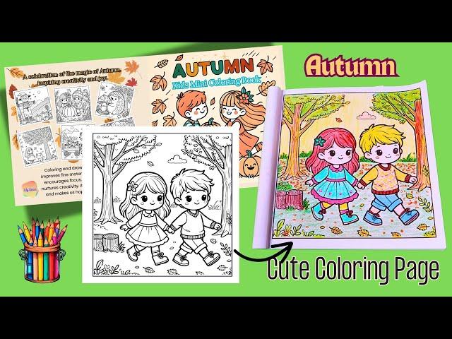 Autumn Coloring Fun for Kids |" A Walk in the Park " Cute coloring Page