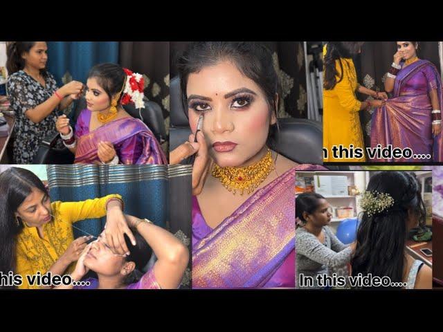 Parlor vlog ll 🫣 makeup ll hairstyle, threading , saree draping, hair cutting , full vlog in Hindi