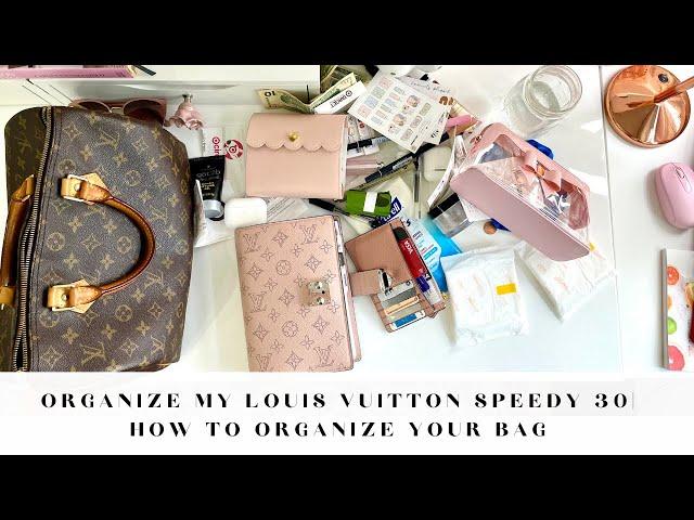 How to organize your bag without a bag organizer | Organize my Louis Vuitton Speedy 30