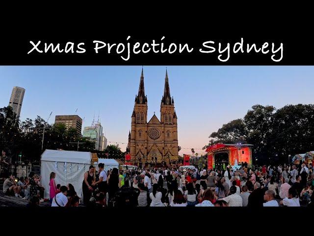 Christmas projections on St Mary's Cathedral #Sydney 2023