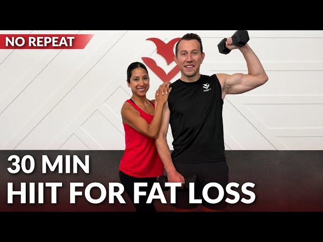 30 Min Dumbbell HIIT Workout for Fat Loss - No Jumping Full Body Workout at Home with Weights