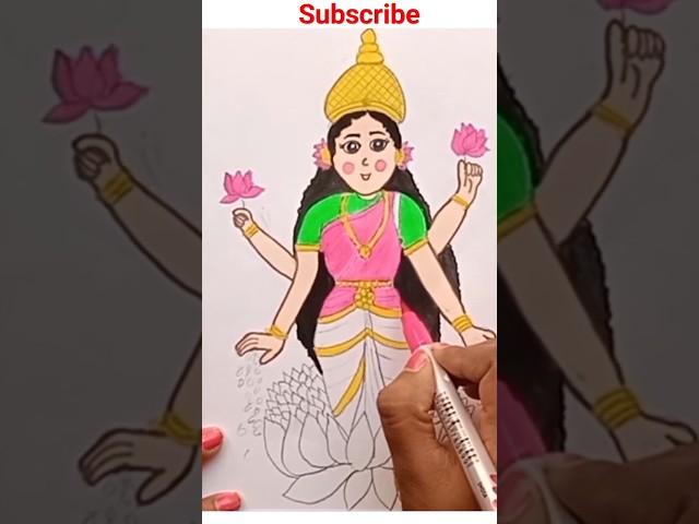Cute maa Lakshmi easy drawing for beginners #art #drawing #viral ....