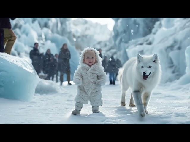 Baby Fashion Show in Antarctica with animals.#cute #babyfashion #animals #antarctica #runway