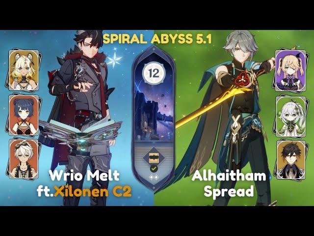 C0 Wriothesley ft.C2 Xilonen Melt & C0 Alhaitham Spread| Spiral Abyss 5.1 | Genshin Impact