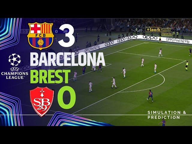 BARCELONA 3-0 BREST • Highlights • Champions League 24/25 | Simulation/Recreation