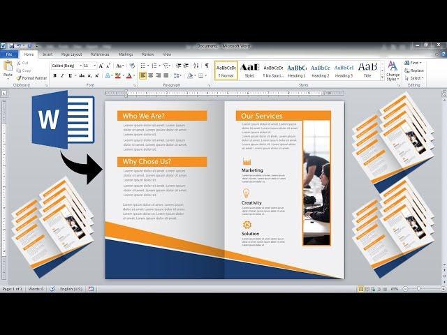 Ms Word Tutorial~~ 2 Fold Brochure Design in ms word