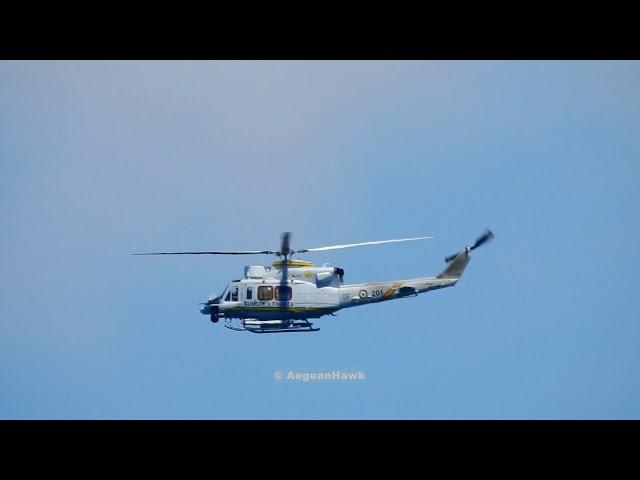 Italian Financial Guard AB412HP GF201 under Frontex patrolling Chios Strait in Aegean Sea.