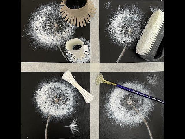 Как рисовать одуванчики акрилом. 4 техники. How to paint dandelions with acrylics.