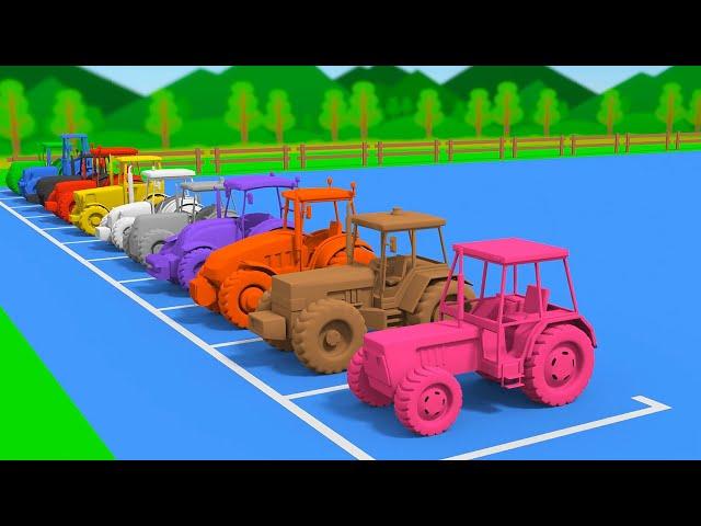 Multicolored Tractors & Farm Machines | Learn Colors with Tractors | BazyLLand Adventures