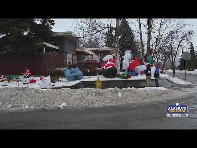 A wind storm causes damage in Anchorage