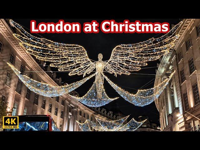 Best Christmas Lights in London 2024 | Regent Street & West End | 4K