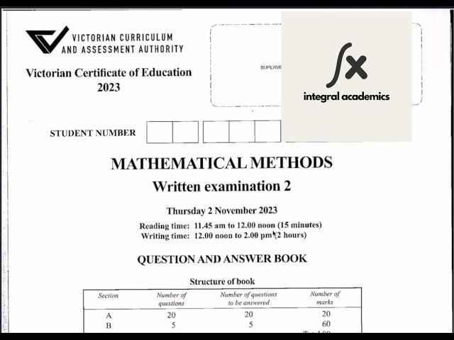 2023 VCE Maths Methods Exam 2 Suggested Solutions!