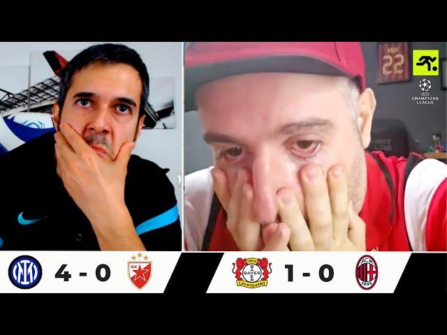 BAYER LEVERKUSEN-MILAN 1-0 INTER-STELLA ROSSA 4-0 | MILANISTI TRISTI e INTERISTI CARICHI | TIFOSIAMO