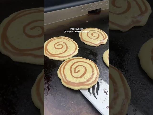 Pancakescinnamon rolls. The recipe is on our TikTok and Instagram!