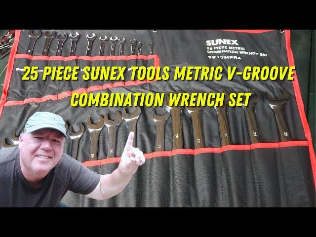 Sunex Tools 9917MPRA Metric V-Groove Combination Wrench Set, 8mm - 32mm 25 Piece