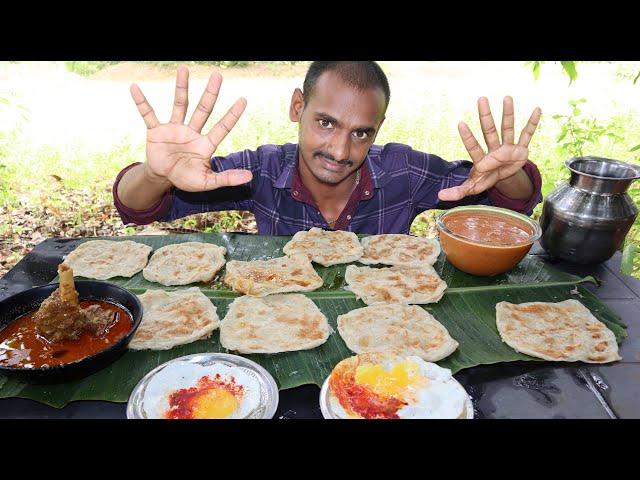 UNLIMITED PAROTTA , MUTTON NALLI ,CHICKEN GRAVY,EGG HALF BOILED EATING CHALLENGE